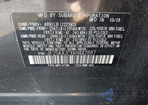 2019 Subaru Forester Sport z USA, uszkodzony, nr VIN JF2SKAJCXKH442887